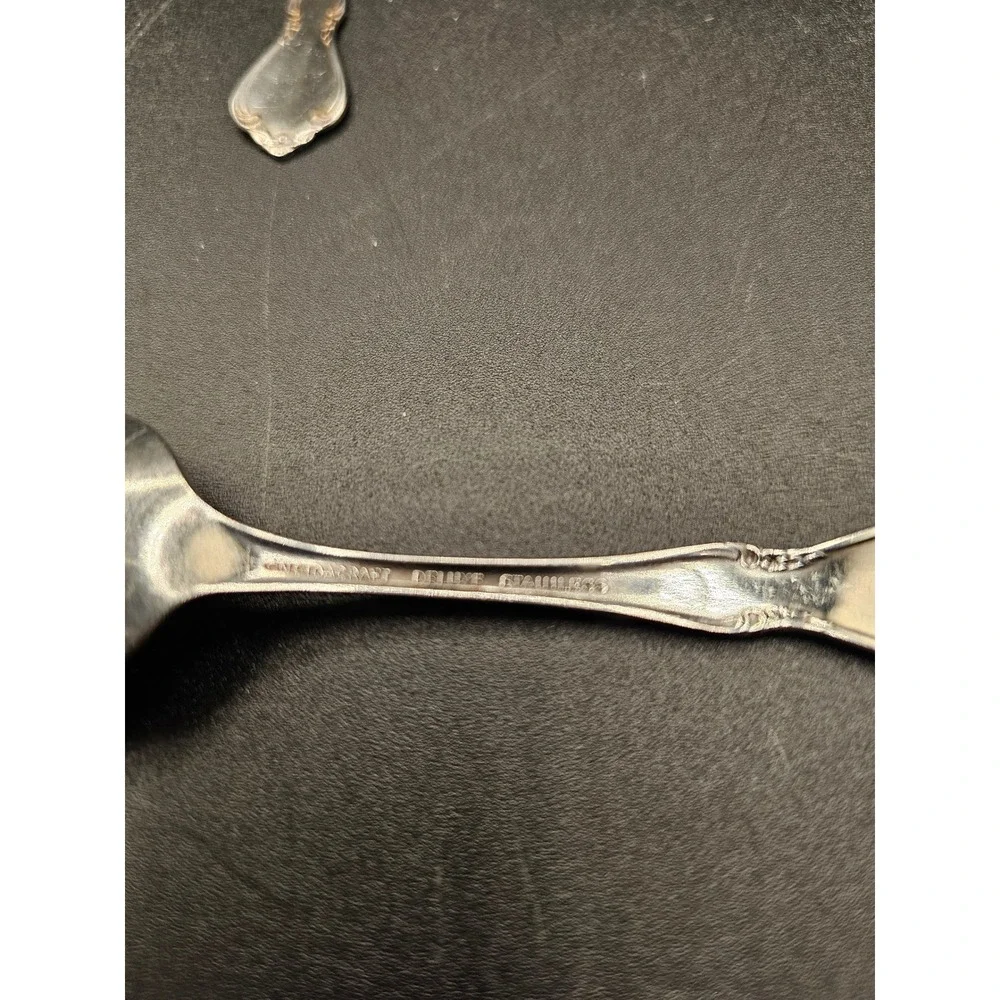 Ginsburg Craft Deluxe Stainless Baby Fork and Spoon Set Silver Tone Ornate Flora